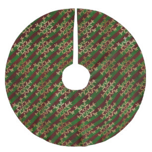 Viktorianische Streifen und Schneeflocken Polyester Weihnachtsbaumdecke