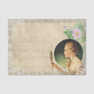 Viktorianische Style Lady mit Blick auf sich selbs Seidenpapier
