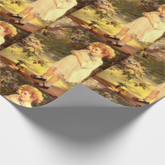 Viktorianische Süsse mit Vögeln Geschenkpapier (Ecke)