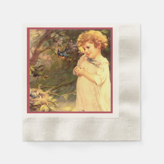 Viktorianische Süsse mit Vögeln Serviette (Vorderseite)
