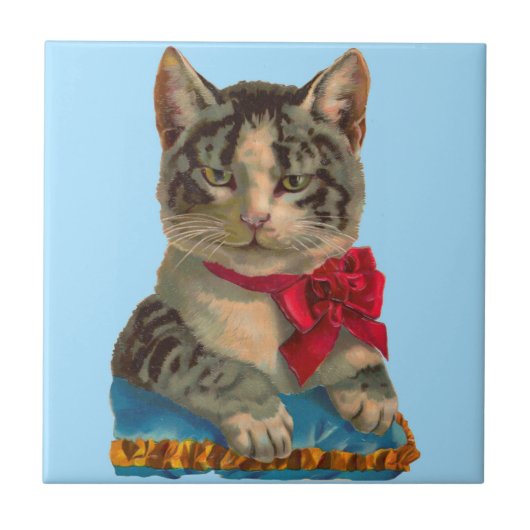 Viktorianische Tablet-Katze Fliese (Vorderseite)
