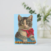 Viktorianische Tablet-Katze Postkarte (Stehend Vorderseite)