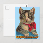 Viktorianische Tablet-Katze Postkarte (Vorne/Hinten)