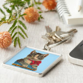 Viktorianische Tablet-Katze Schlüsselanhänger (Seite)