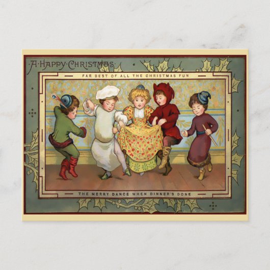 Viktorianische Tanzkinder Weihnachten Postkarte (Vorderseite)