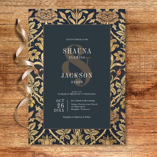 Viktorianische Tapestry William Morris Floral Wedd Einladung