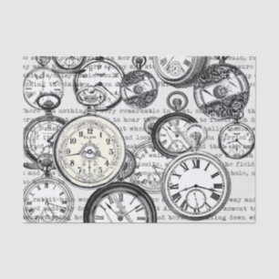 Viktorianische Taschenuhr Collage Alice im Wunderl Seidenpapier