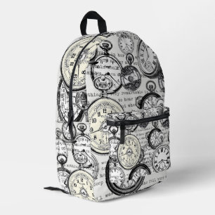 Viktorianische Taschenuhr Collage Alice Wunderland Bedruckter Rucksack