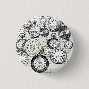 Viktorianische Taschenuhr Collage Alice Wunderland Button