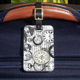 Viktorianische Taschenuhr Collage Alice Wunderland Gepäckanhänger