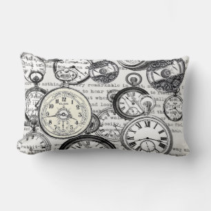 Viktorianische Taschenuhr Collage Alice Wunderland Lendenkissen