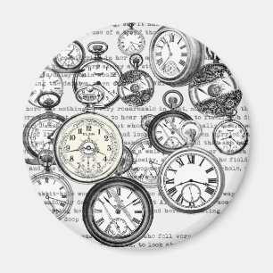 Viktorianische Taschenuhr Collage Alice Wunderland Magnet