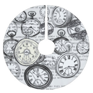 Viktorianische Taschenuhr Collage Alice Wunderland Polyester Weihnachtsbaumdecke