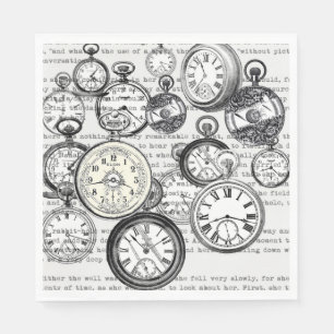 Viktorianische Taschenuhr Collage Alice Wunderland Serviette