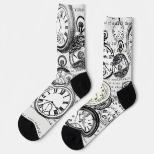 Viktorianische Taschenuhr Collage Alice Wunderland Socken