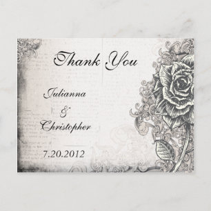 Viktorianische Tattoo-Rose Dankeschön Hochzeitspos Postkarte