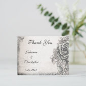 Viktorianische Tattoo Rose Vielen Dank Hochzeit Po Postkarte (Stehend Vorderseite)