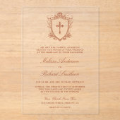 Viktorianische Terracotta Katholische Hochzeit Acryleinladungen (Vorderseite)