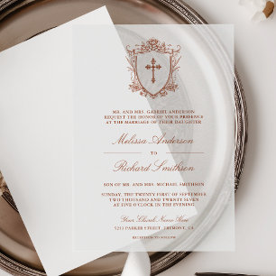 Viktorianische Terracotta Katholische Hochzeit Pergament Einladungen