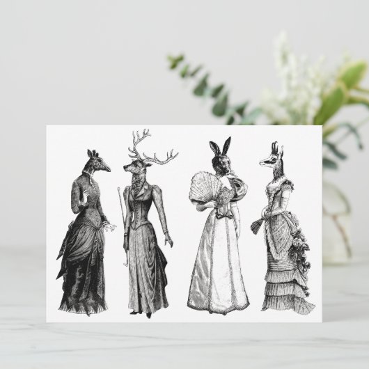viktorianische Tiere Einladung (Stehend Vorderseite)