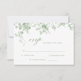 Viktorianische Toileisage Grüne Blumenhochzeit RSVP Karte