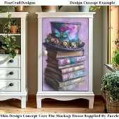 Viktorianische Top Hat & Antique Books CZ5R Decoup Seidenpapier