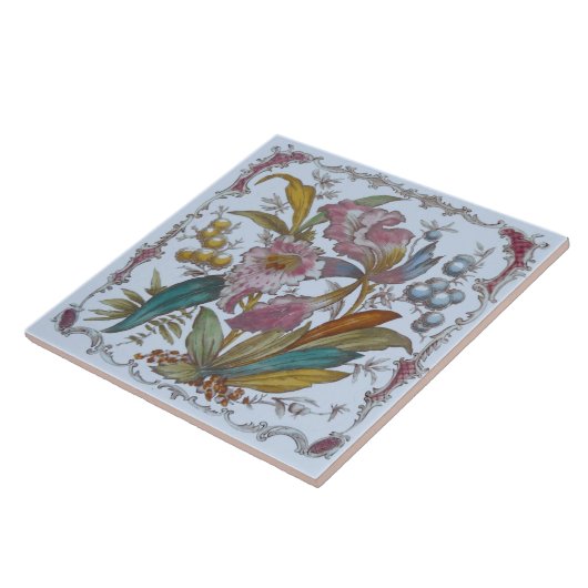 Viktorianische Transferware Floral Tile c1880 Fliese (Seite)