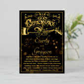 Viktorianische Typografie Elegante Black Gold Wedd Folieneinladung (Stehend vorne)