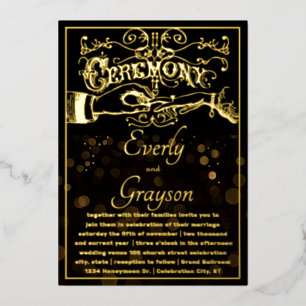 Viktorianische Typografie Elegante schwarze golden Folieneinladung