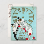Viktorianische Uhr für neue Jahre (1 von 4) Postka Postkarte (Vorne/Hinten)