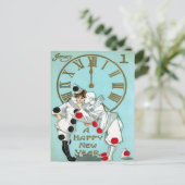 Viktorianische Uhr für neue Jahre (1 von 4) Postka Postkarte (Stehend Vorderseite)