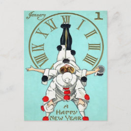 Viktorianische Uhr für neue Jahre (2 von 4) Postka Postkarte