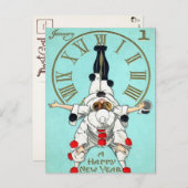 Viktorianische Uhr für neue Jahre (2 von 4) Postka Postkarte (Vorne/Hinten)