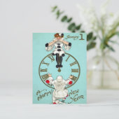Viktorianische Uhr für neue Jahre (3 von 4) Postka Postkarte (Stehend Vorderseite)