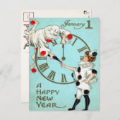Viktorianische Uhr für neue Jahre (4 von 4) Postka Postkarte (Vorne/Hinten)