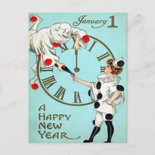 Viktorianische Uhr für neue Jahre (4 von 4) Postka Postkarte (Vorderseite)