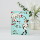 Viktorianische Uhr für neue Jahre (4 von 4) Postka Postkarte (Stehend Vorderseite)