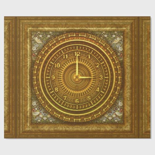 Viktorianische Uhr mit goldfarbener Note Geschenkpapier (Flach)