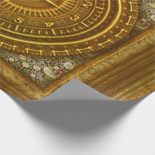 Viktorianische Uhr mit goldfarbener Note Geschenkpapier (Ecke)