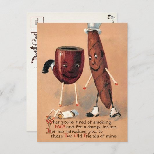 Viktorianische ungerade Rauchen Postkarte  (Vorne/Hinten)