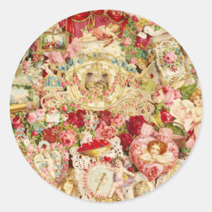 Viktorianische Valentine-Collagen-Aufkleber Runder Aufkleber