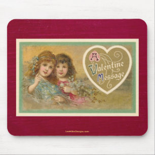 Viktorianische Valentinsbotschaft 2 Mädchen Mauspa Mousepad