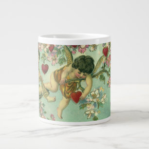 Viktorianische Valentinstag-Cupids Vintage-Herzbau Jumbo-Tasse