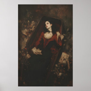 Viktorianische Vampirfrau im Sarg Kunst Druckbar Poster