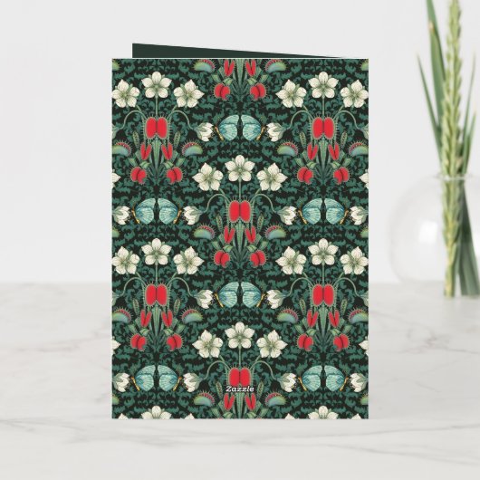 Viktorianische Venus Flytrap & Butterfly Custom Karte (Rückseite)