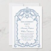 Viktorianische Verziert-Grace Dusty Blue ENGAGEMEN Einladung (Vorderseite)
