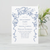 Viktorianische Verziert-Grace Dusty Blue ENGAGEMEN Einladung (Stehend Vorderseite)