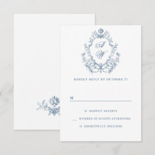 Viktorianische verzierte Anmut Floral staubblaues  RSVP Karte