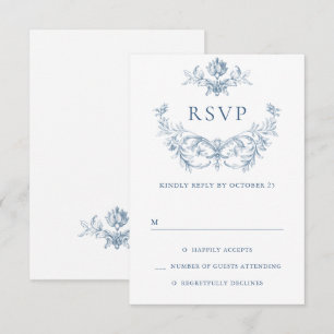 Viktorianische verzierte Anmut Floral staubblaues  RSVP Karte