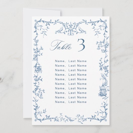 Viktorianische Verzierte Blue Wedding Chart Card K Einladung (Vorderseite)